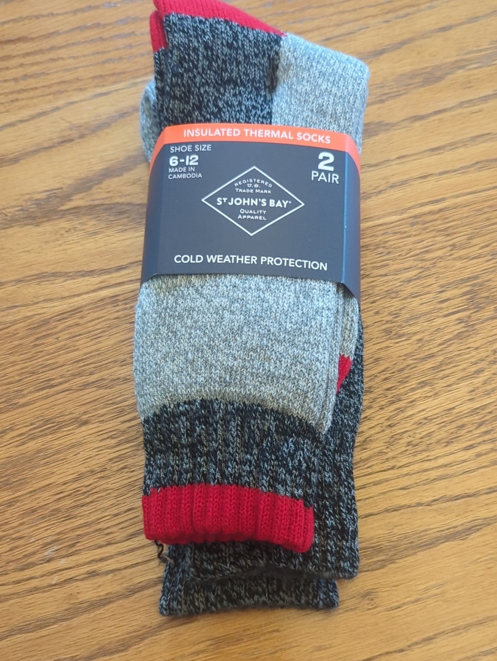 St. John's Bay Gray and Red Cold Weather Thermal Socks - 2 Pack